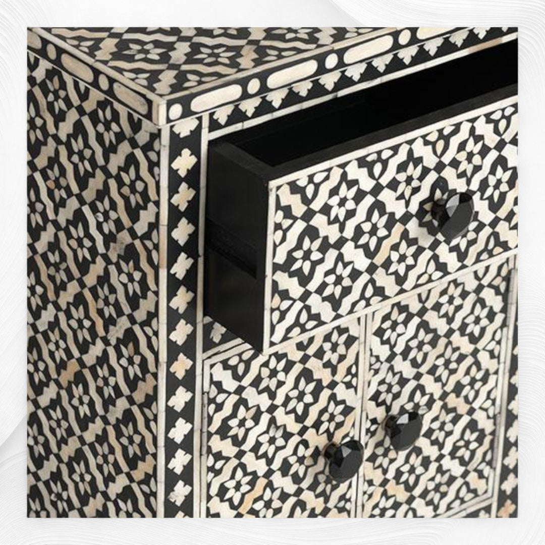 Black Arctic Bone Inlay Bedside