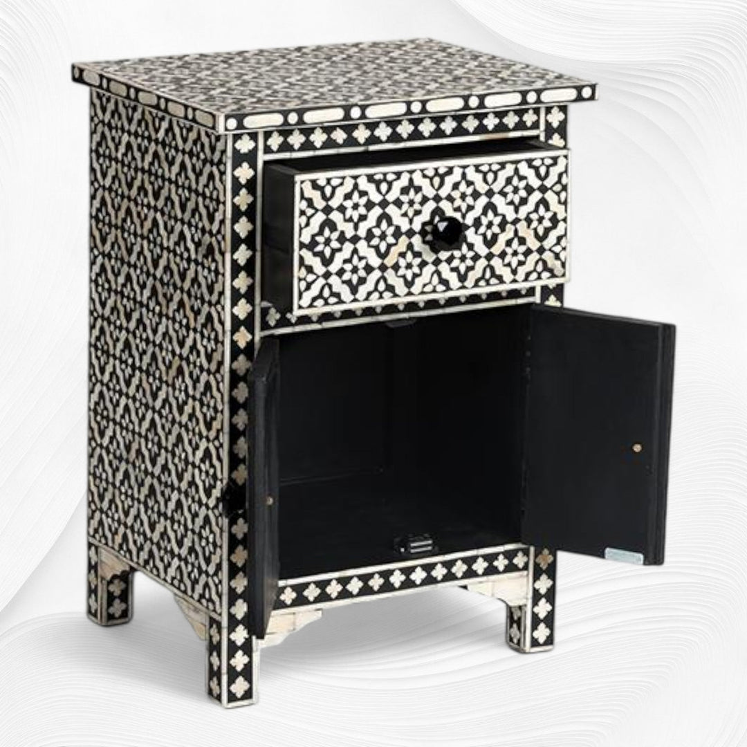 Black Arctic Bone Inlay Bedside