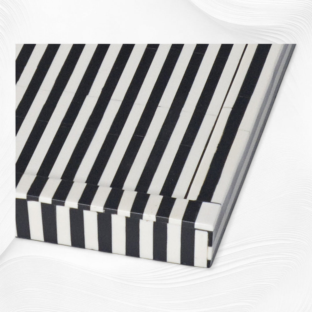 Black Colored Bone Inlay Stripe Tray
