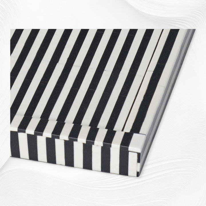 Black Colored Bone Inlay Stripe Tray