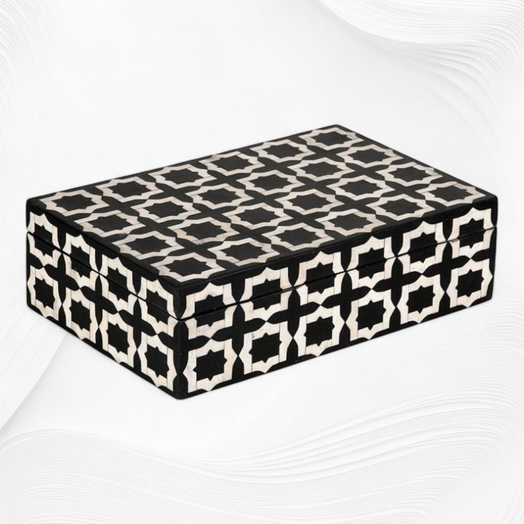 Black Moroccan Bone Inlay Box