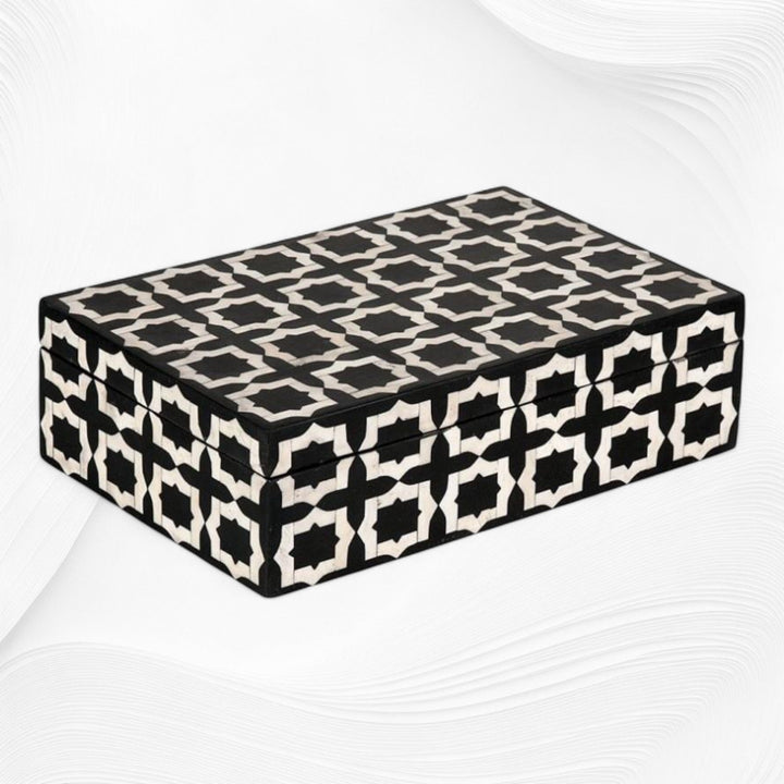 Black Moroccan Bone Inlay Box