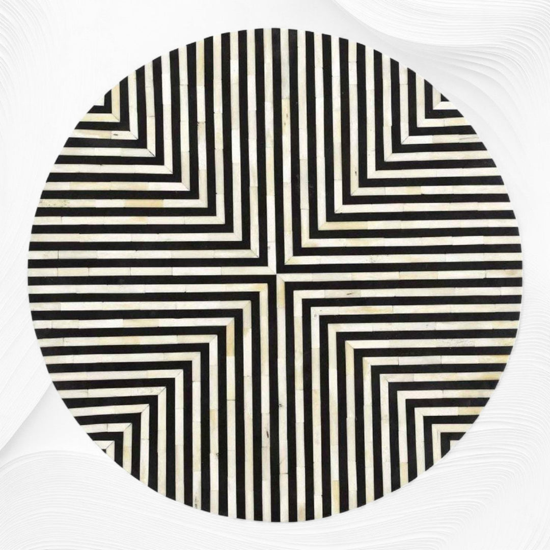 Bone Inlay Coffee Table Diamond Stripe Black