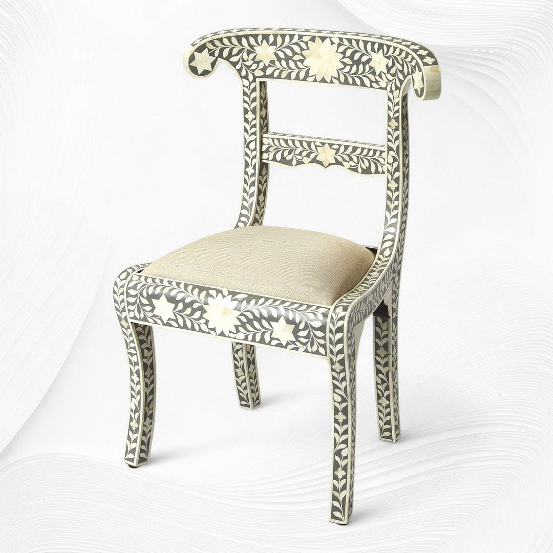 Bone Inlay Floral Chair Grey