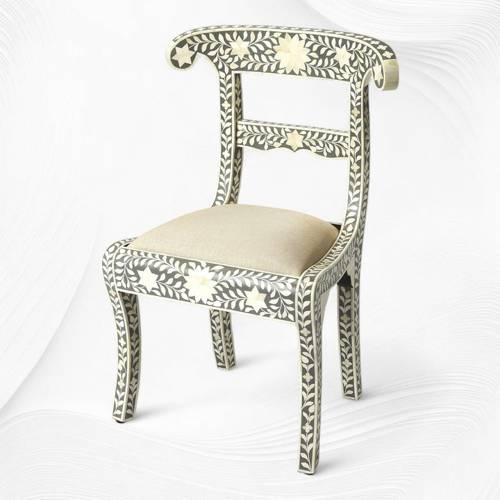 Bone Inlay Floral Chair Grey