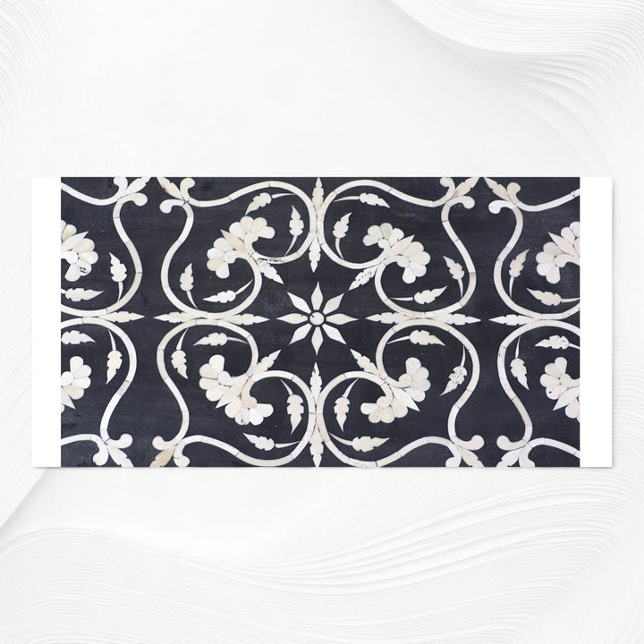 Bone Inlay Flower Tray Black | Wood Inlay Tray