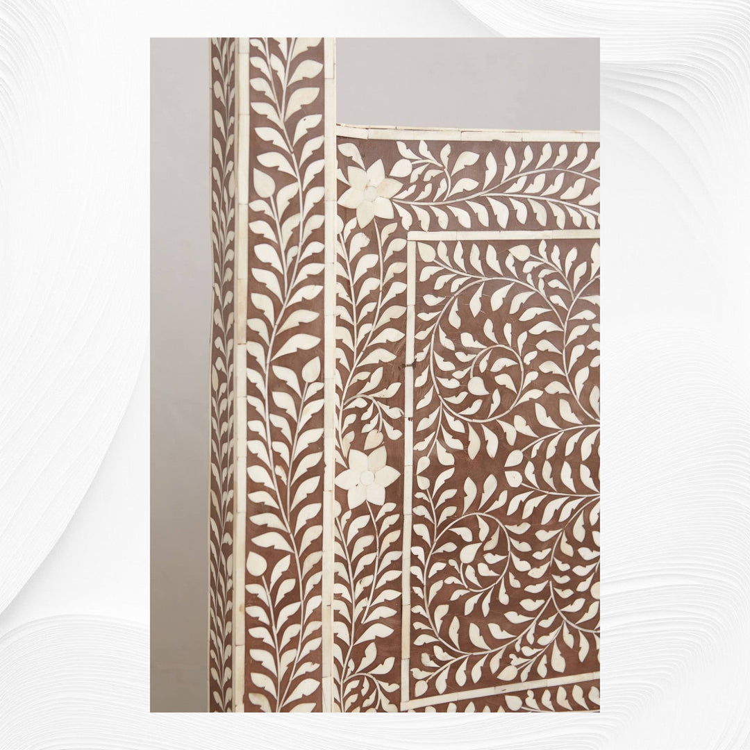 Bone Inlay Four Poster Bed Brown