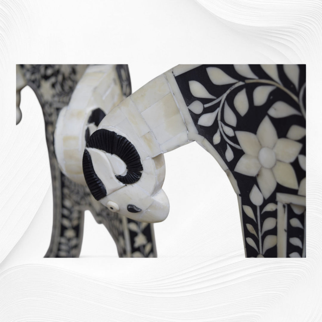 Bone Inlay Goat Head Chair Black