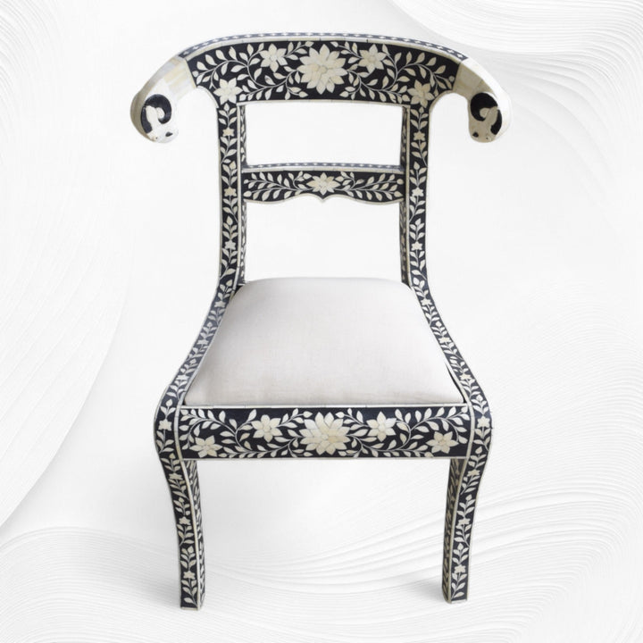 Bone Inlay Goat Head Chair Black