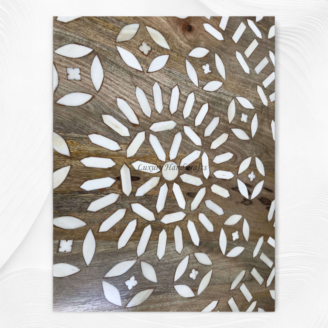 Bone Inlay Round Dining Table Natural