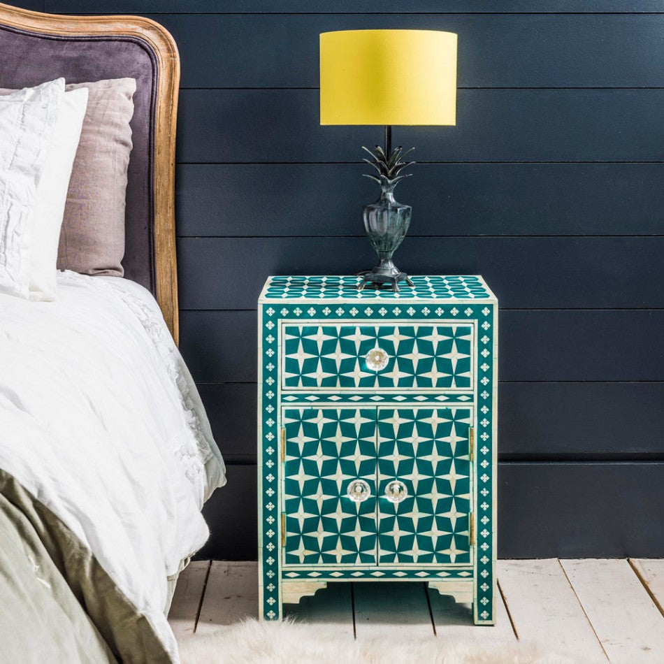 Bone Inlay Bedside Star Design Green