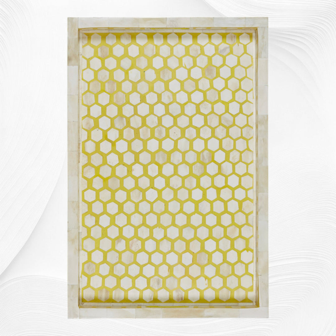 Bone Inlay Tray Inverse Hexagon Yellow