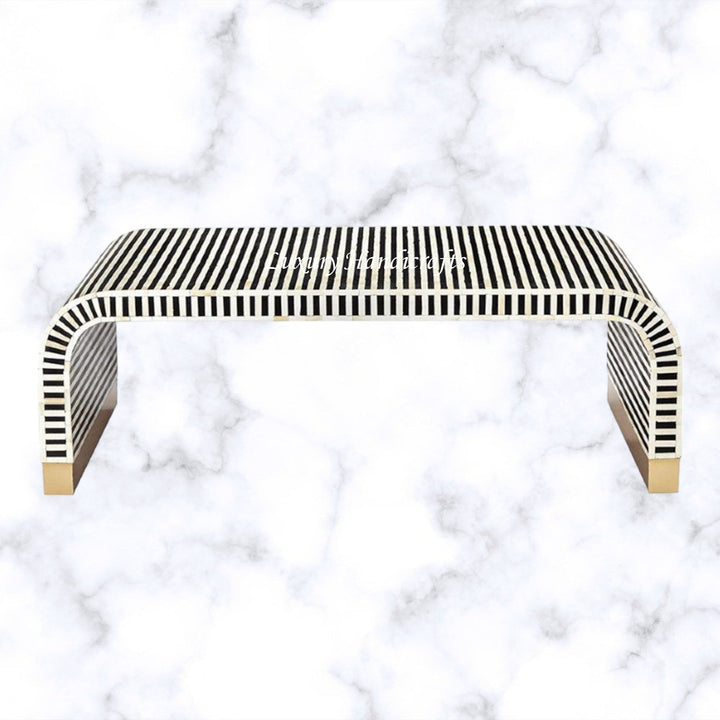 Waterfall Bone Inlay Coffee Table Black