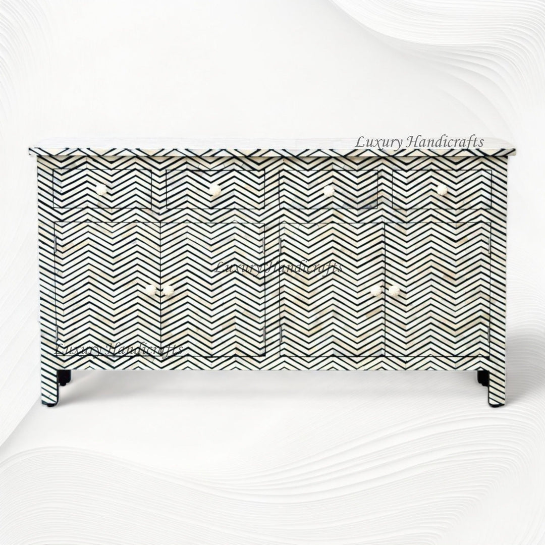 Chevron Bone Inlay Sideboard Black