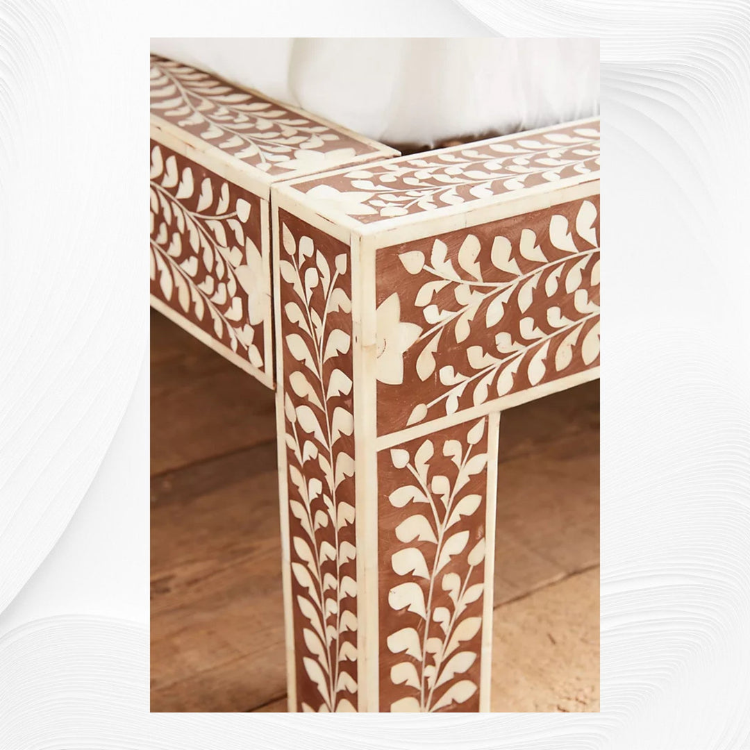 Cozy Bone Inlay Bed Brown