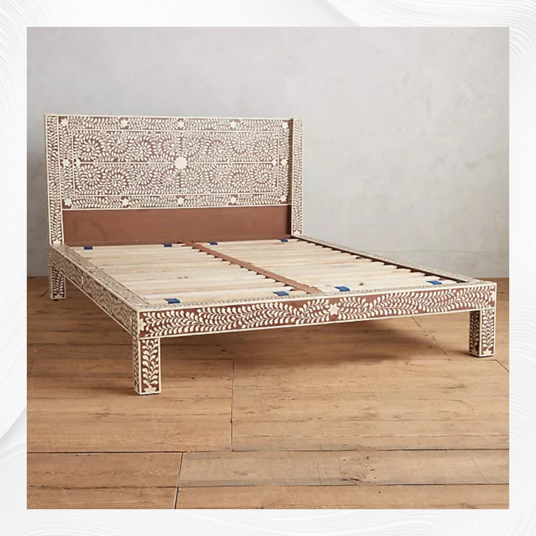 Cozy Bone Inlay Bed Brown