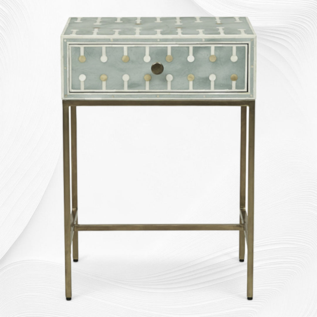 Dot Bone Inlay Nightstand Green