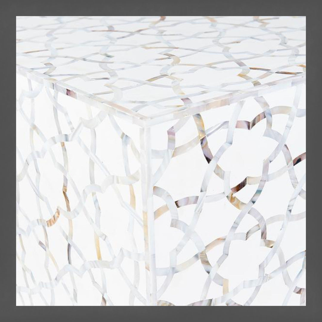 Fez Mother of Pearl Inlay Coffee Table White
