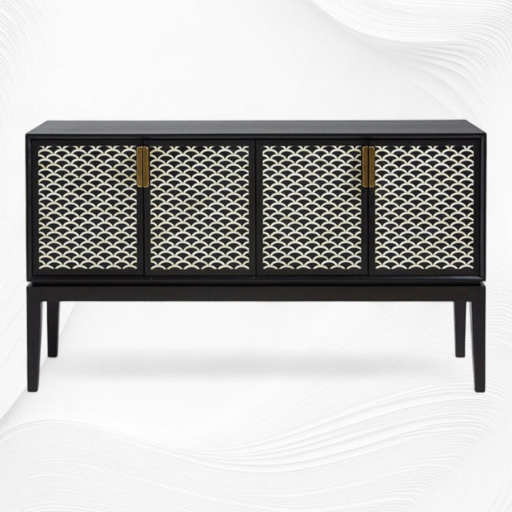 Fishscale Bone Inlay Bar Cabinet Black