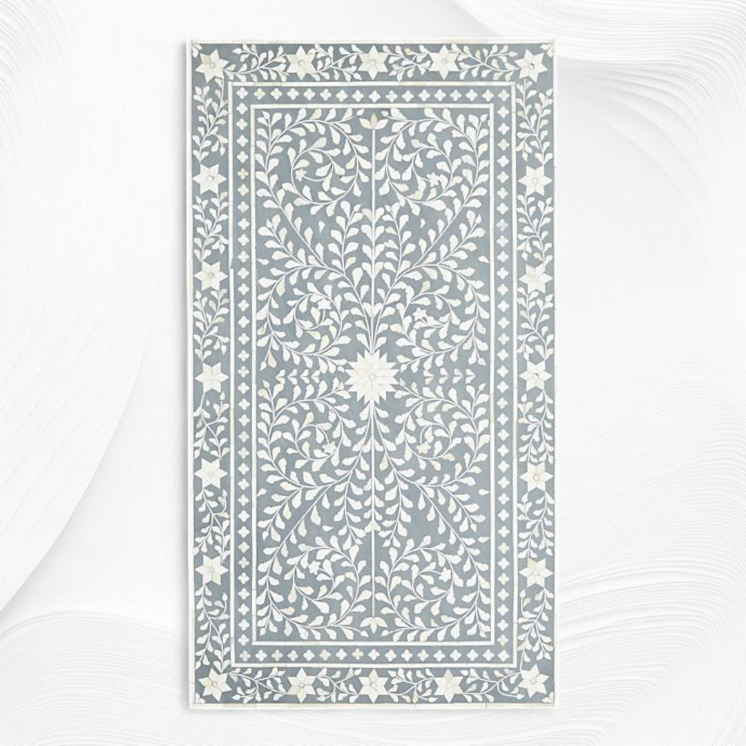 Floral Bone Inlay 2 Drawer Coffee Table Grey