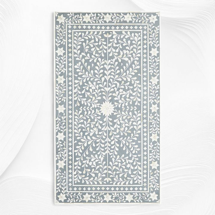 Floral Bone Inlay 2 Drawer Coffee Table Grey