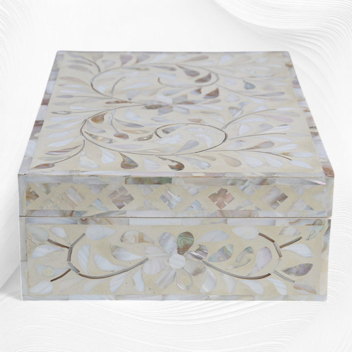 Floral Mother Of Pearl Inlay Box Ivory