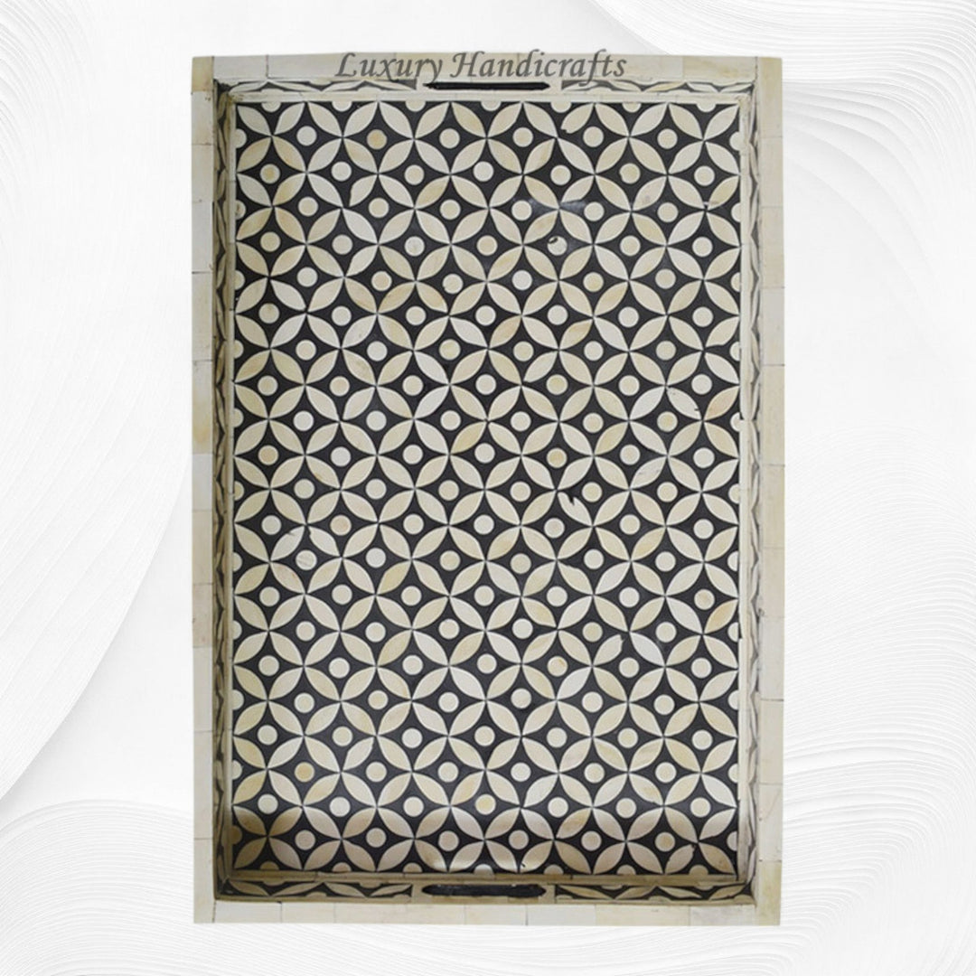 Geometric Bone Inlay Tray Black