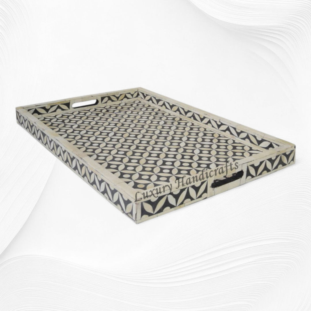 Geometric Bone Inlay Tray Black