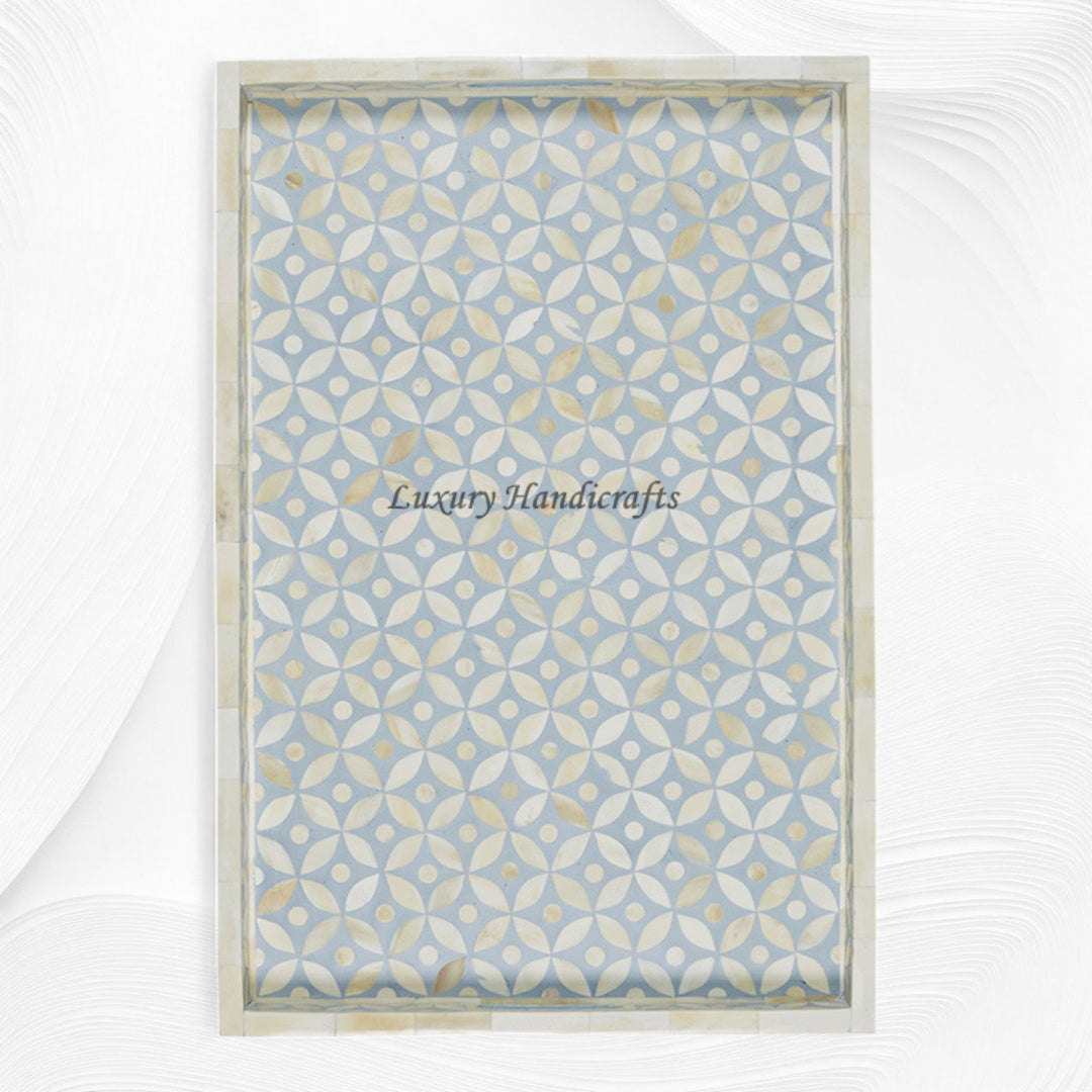Geometric Bone Inlay Tray Ice Blue