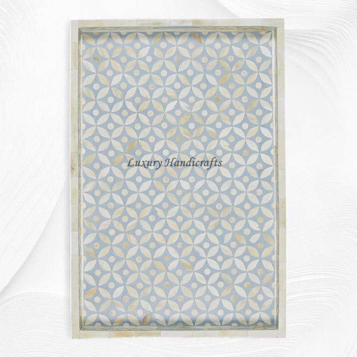 Geometric Bone Inlay Tray Ice Blue