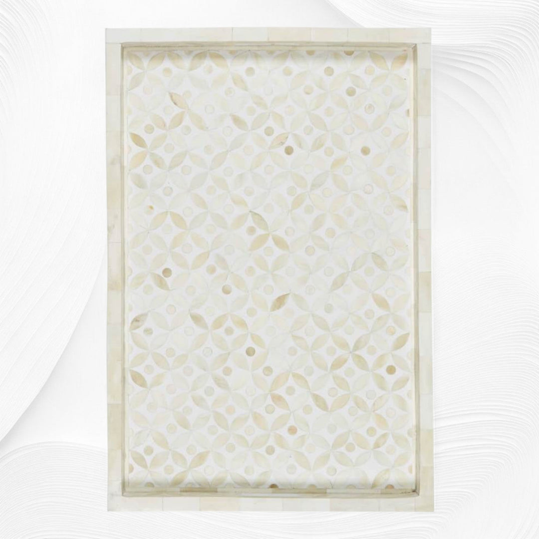Geometric Bone Inlay Tray White
