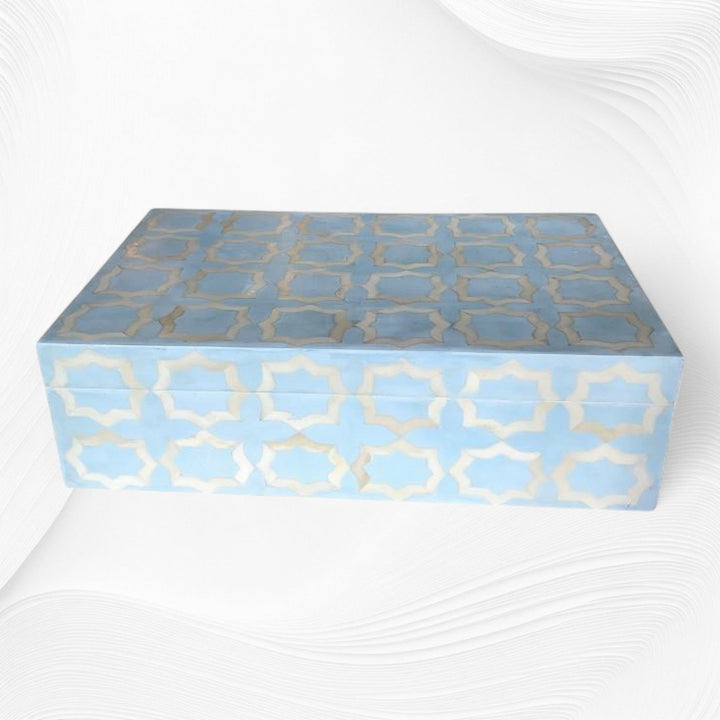 Ice Blue Moroccan Bone Inlay Box