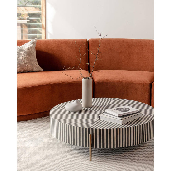 Stripe Bone Inlay Coffee Table Black Gold