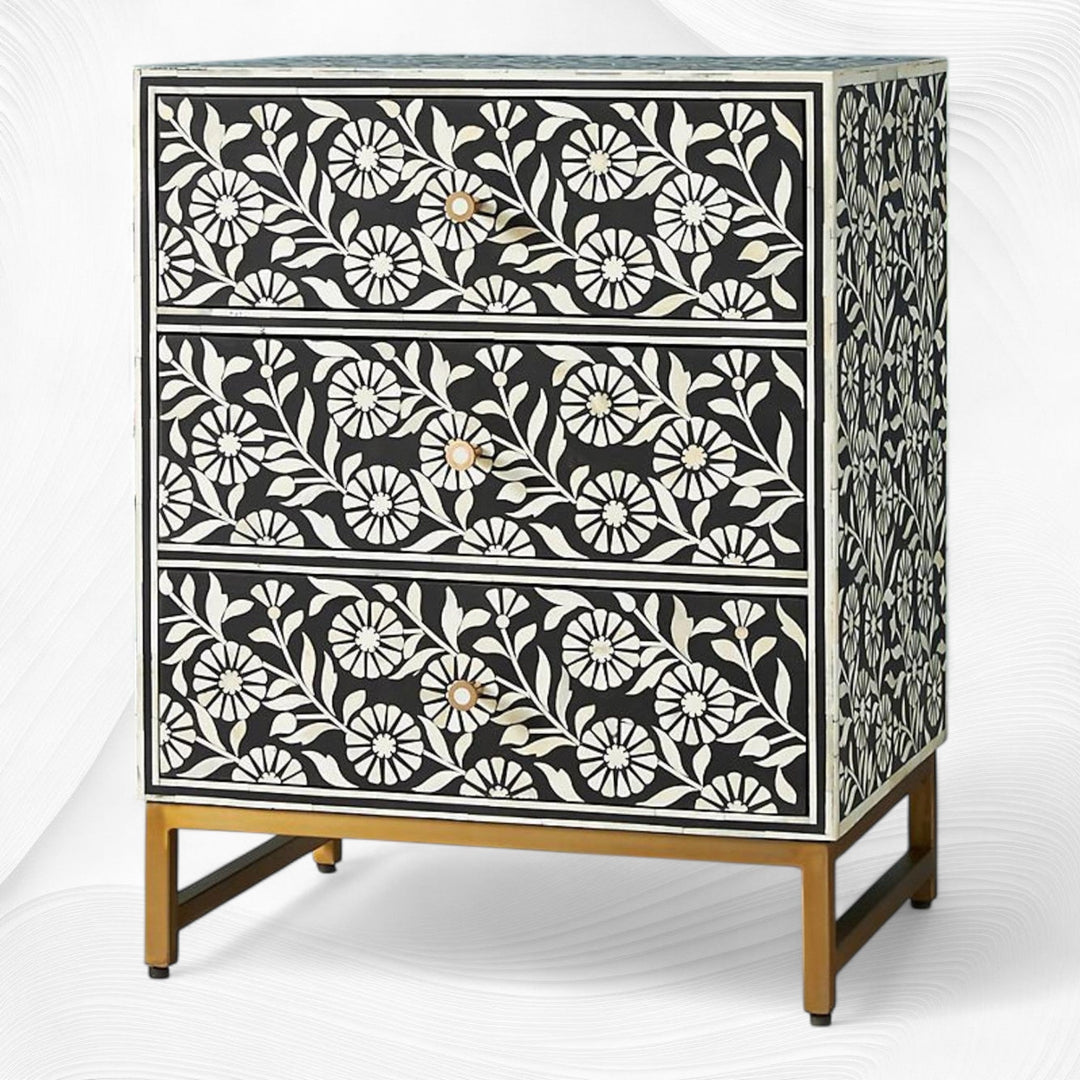 Lalita Bone Inlay Nightstand Black