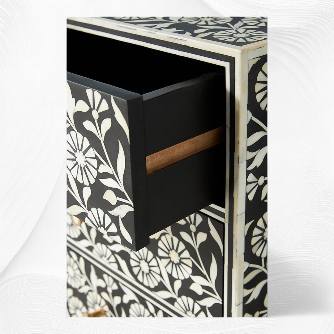 Lalita Bone Inlay Nightstand Black