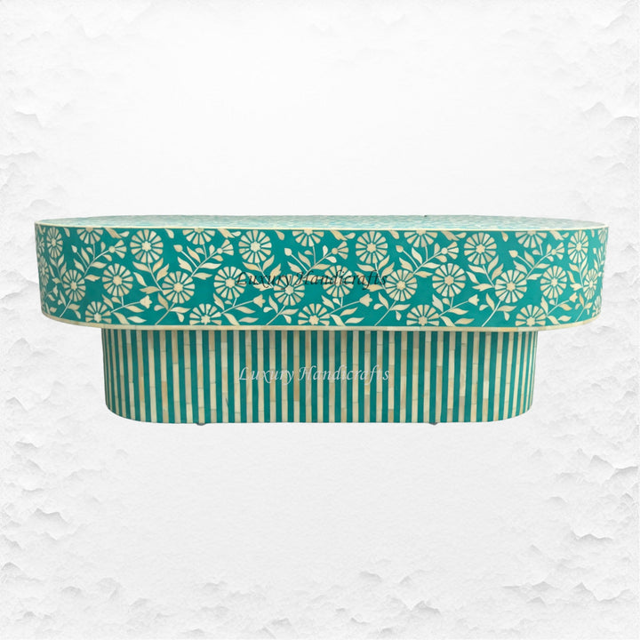 Luxury Laila Bone Inlay Coffee Table Teal Green