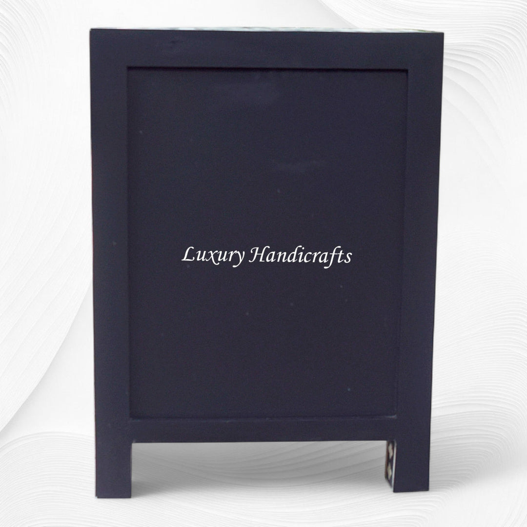 Marrakesh Bone Inlay Bedside Black