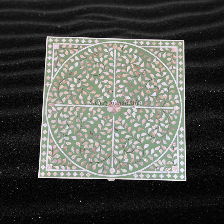 MOP Inlay Scroll Vine Bedside Green