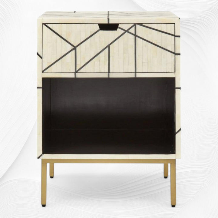 Nola Full Bone Inlay Bedside 1 Drawer