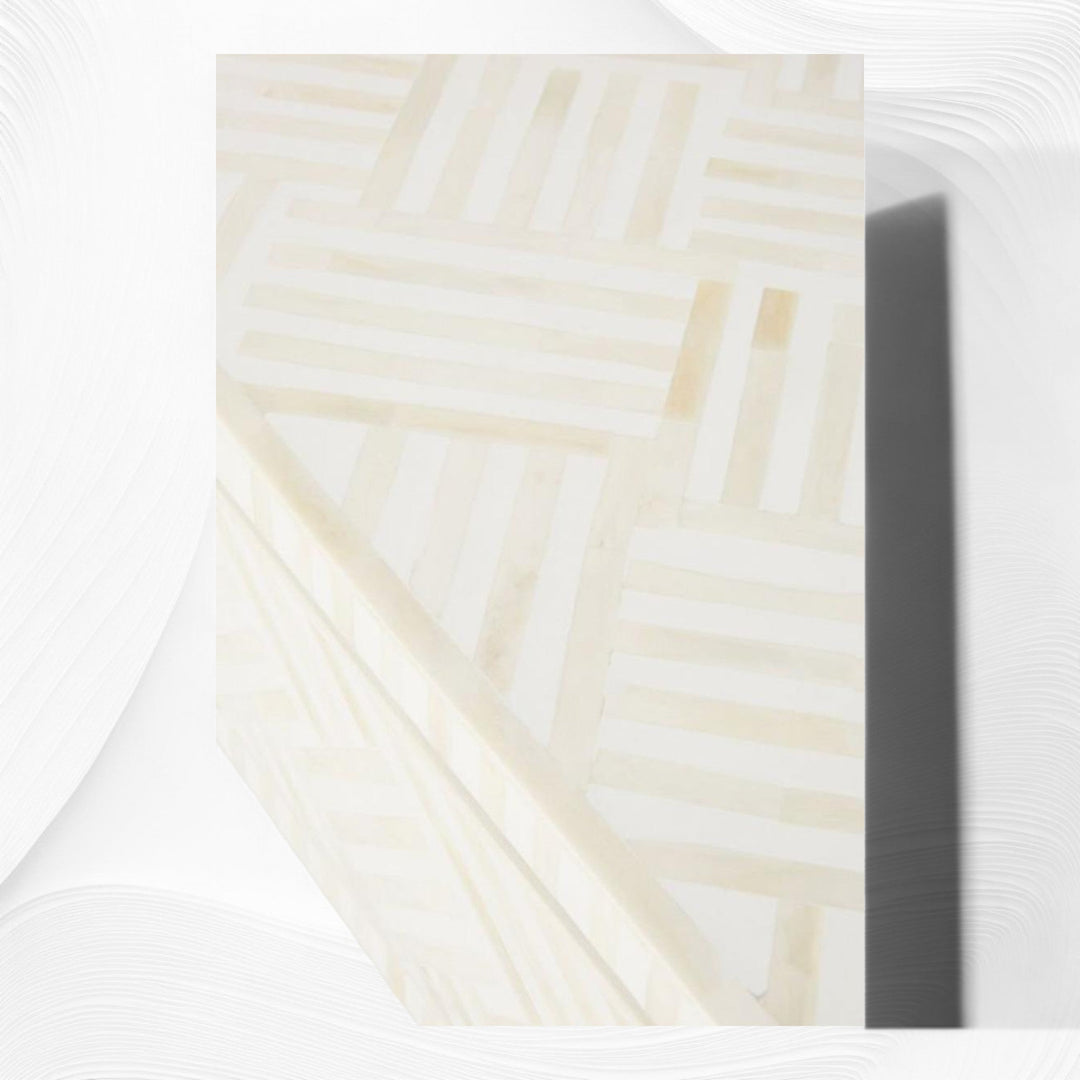 Optical Inlay Coffee Table White | White Bone Inlay Coffee Table