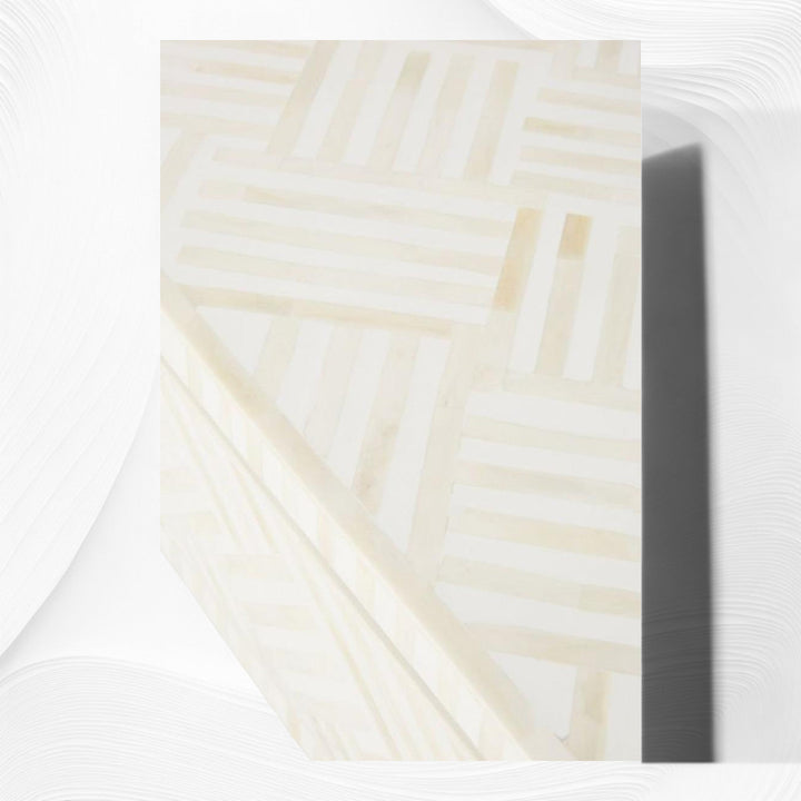 Optical Inlay Coffee Table White | White Bone Inlay Coffee Table