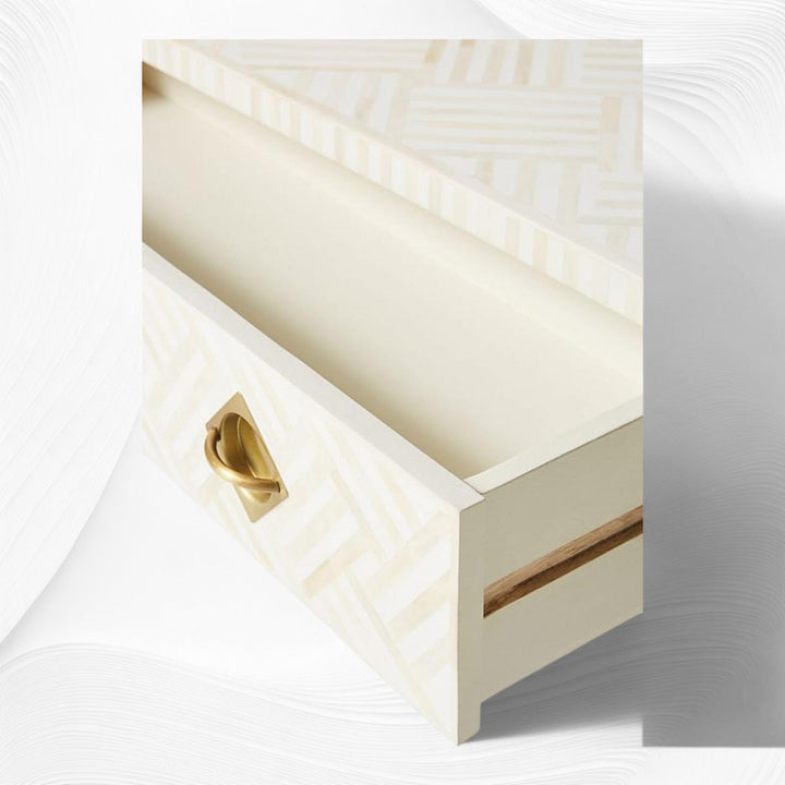 Optical Inlay Coffee Table White | White Bone Inlay Coffee Table