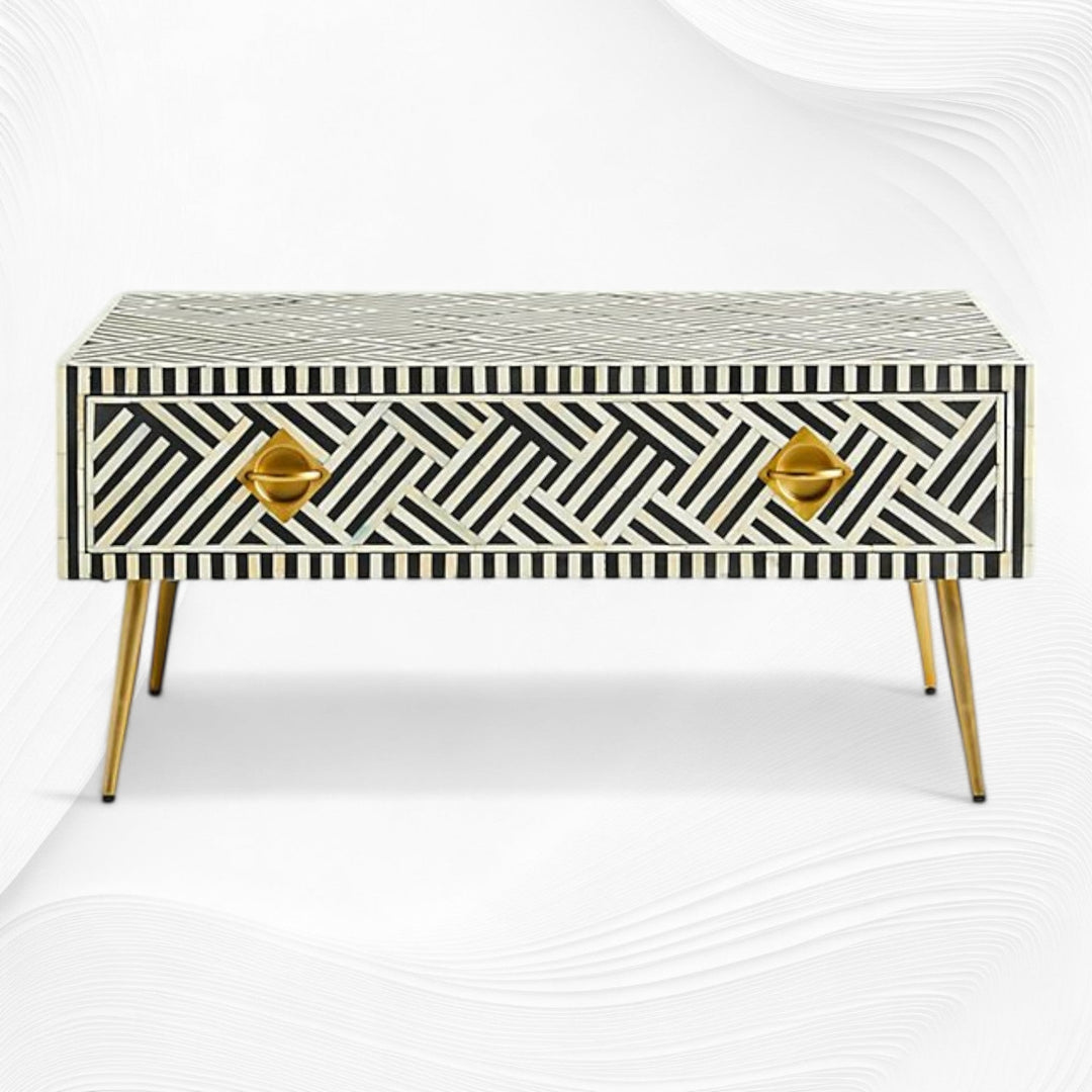 Optical Inlay Coffee Table Black | Luxury Centre Table