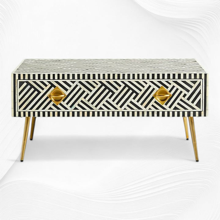 Optical Inlay Coffee Table Black | Luxury Centre Table