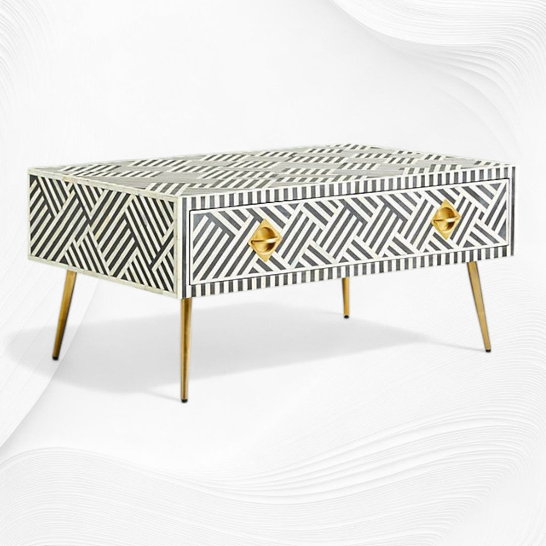 Optical Inlay Coffee Table Black | Luxury Centre Table
