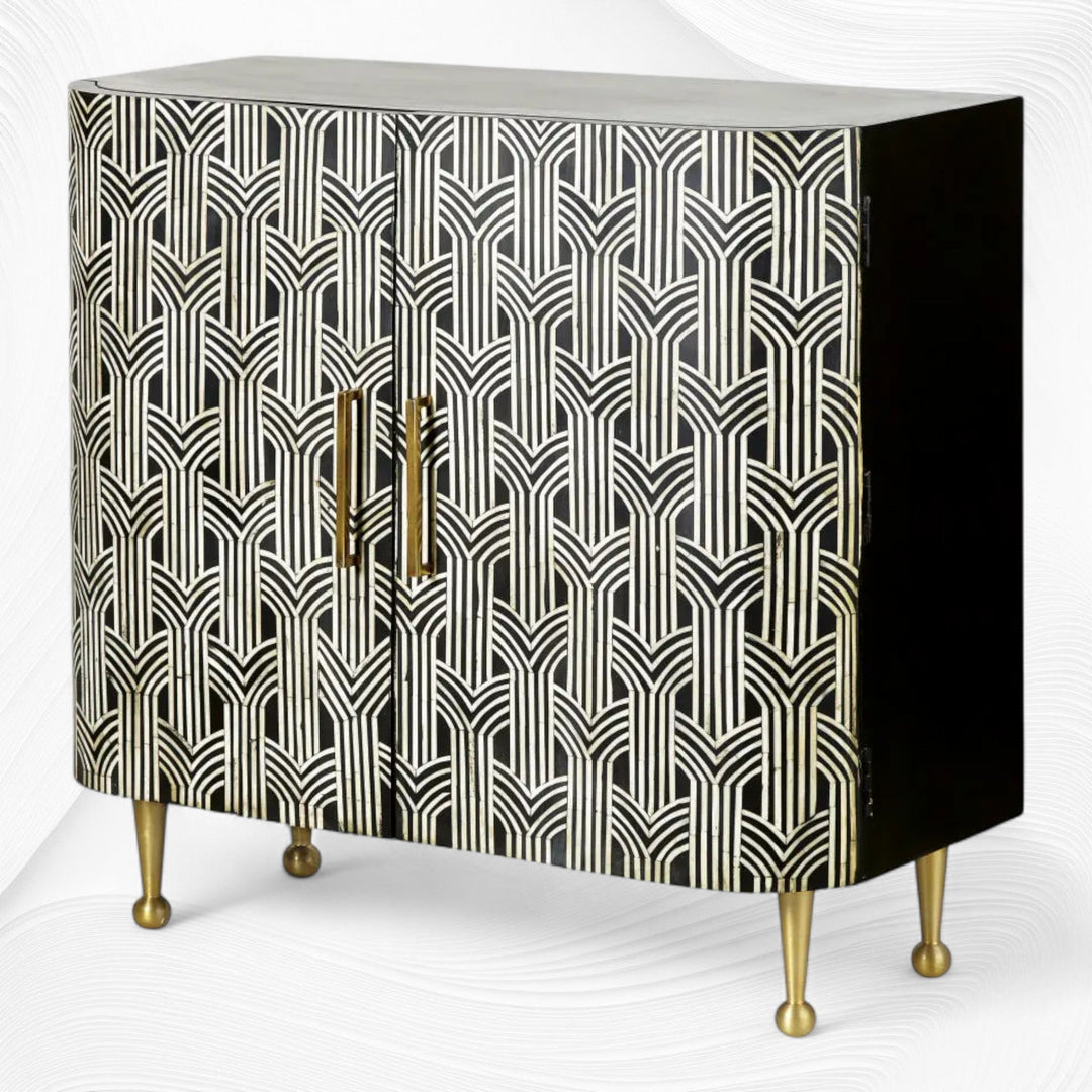Sprinkle Bone Inlay 2 Door Sideboard Black