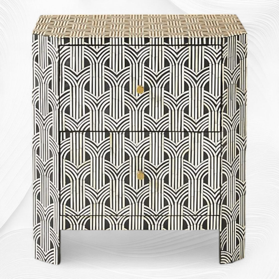 Sprinkle Bone Inlay Nightstand Black