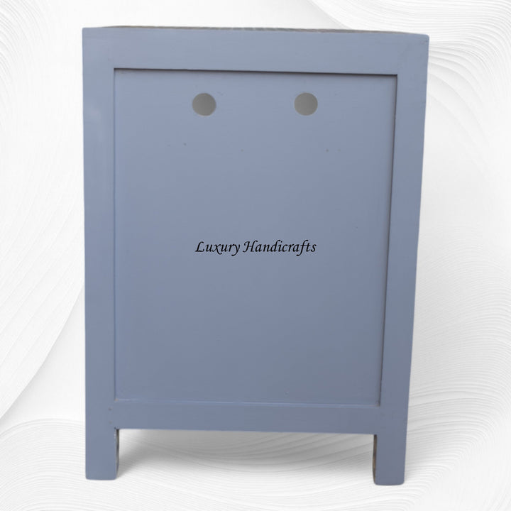 Star Bone Inlay Bedside 3 Drawer Grey