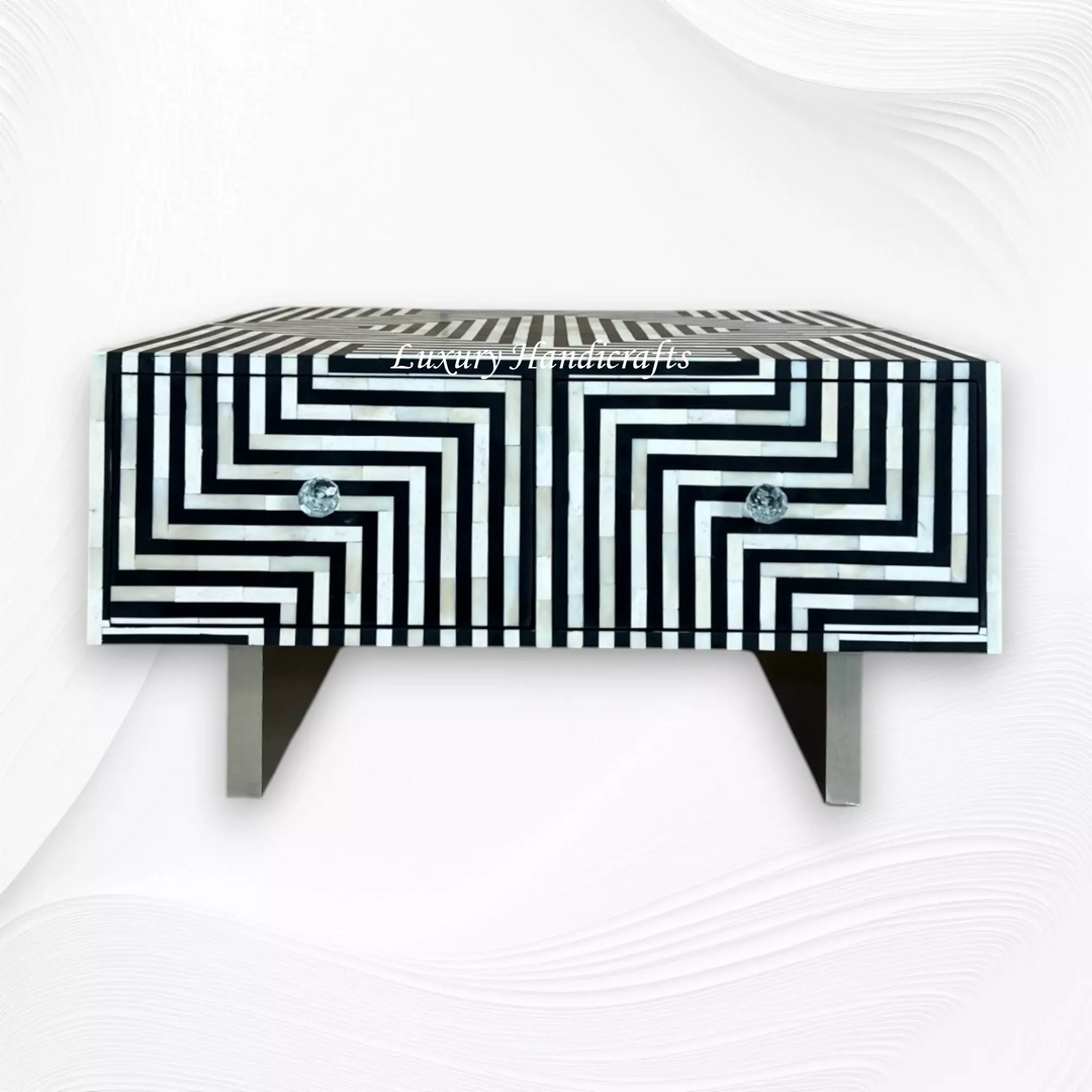 Stripe Bone Inlay Coffee Table Black