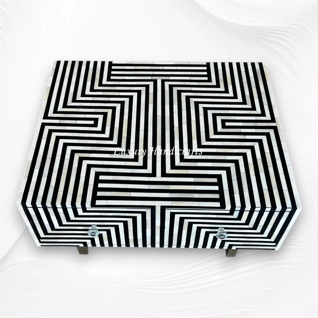 Stripe Bone Inlay Coffee Table Black
